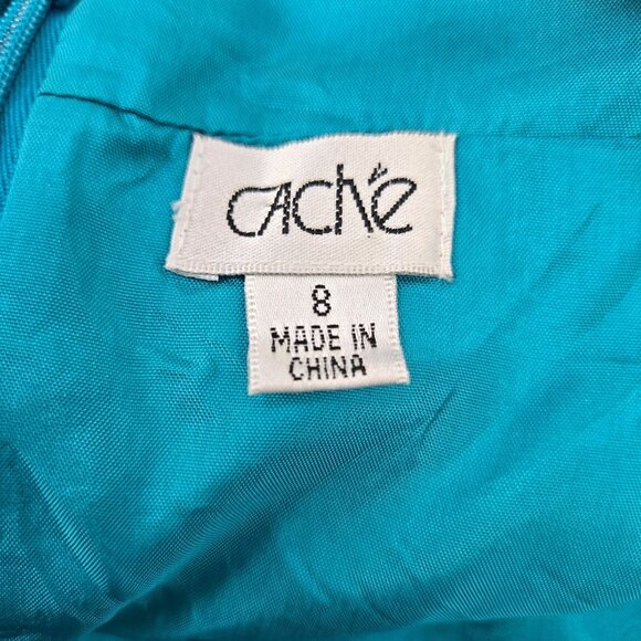 Cache 100% Silk Halter Style Cocktail Dress Size 8 - Picture 3 of 8